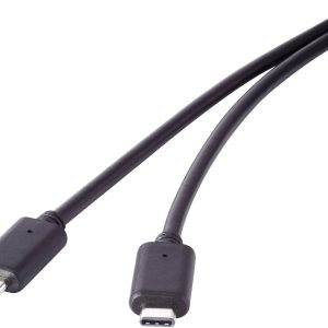 Renkforce RF-4381068 USB-kabel USB 3.2 Gen2x2 USB-C stekker, USB-C stekker 0.50 m Zwart Vergulde steekcontacten