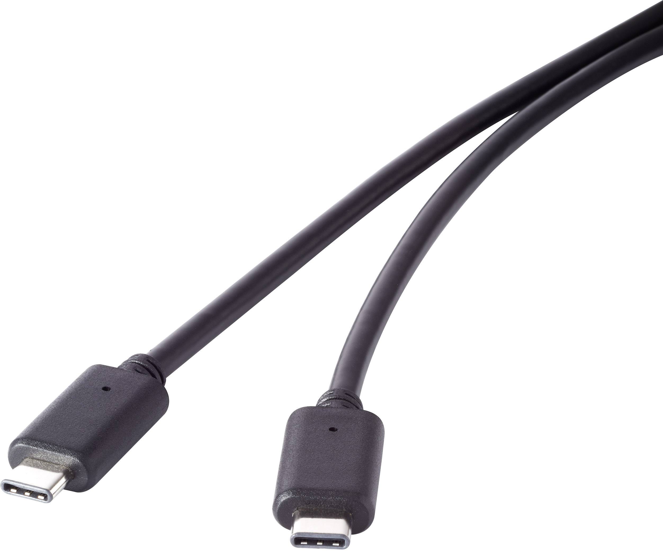 Renkforce RF-4381068 USB-kabel USB 3.2 Gen2x2 USB-C stekker, USB-C stekker 0.50 m Zwart Vergulde steekcontacten