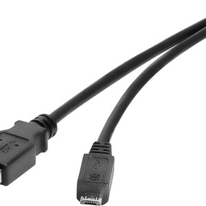 Renkforce RF-4463073 USB-kabel USB 2.0 USB-A stekker, USB-micro-B stekker 0.15 m Zwart Vergulde steekcontacten
