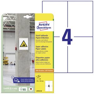 Avery-Zweckform Avery-Zweckform L7876-20 ( 105 x 148 mm, Wit, 80 stuk(s), Permanent hechtend, Sterk hechtend L7876-20 ( Avery-Zweckform Avery-Zweckform L7876-20 ( 105 x 148 mm, Wit, 80 stuk(s), Permanent hechtend, Sterk hechtend L7876-20 (