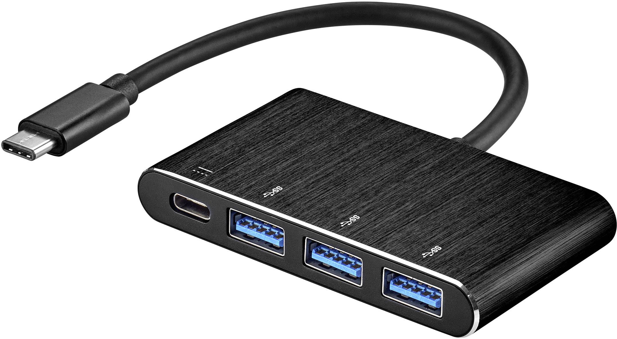 Renkforce rf-USBH-01 RF-4534866 USB-hub 3 poorten USB-A 3.2 Gen 1 Met USB-C stekker, Met OTG-functie Zwart