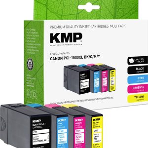 KMP Inktcartridge vervangt Canon PGI-1500BK XL, PGI-1500C XL, PGI-1500M XL, PGI-1500Y XL Compatibel Combipack Zwart, Cya KMP Inktcartridge vervangt Canon PGI-1500BK XL, PGI-1500C XL, PGI-1500M XL, PGI-1500Y XL Compatibel Combipack Zwart, Cya