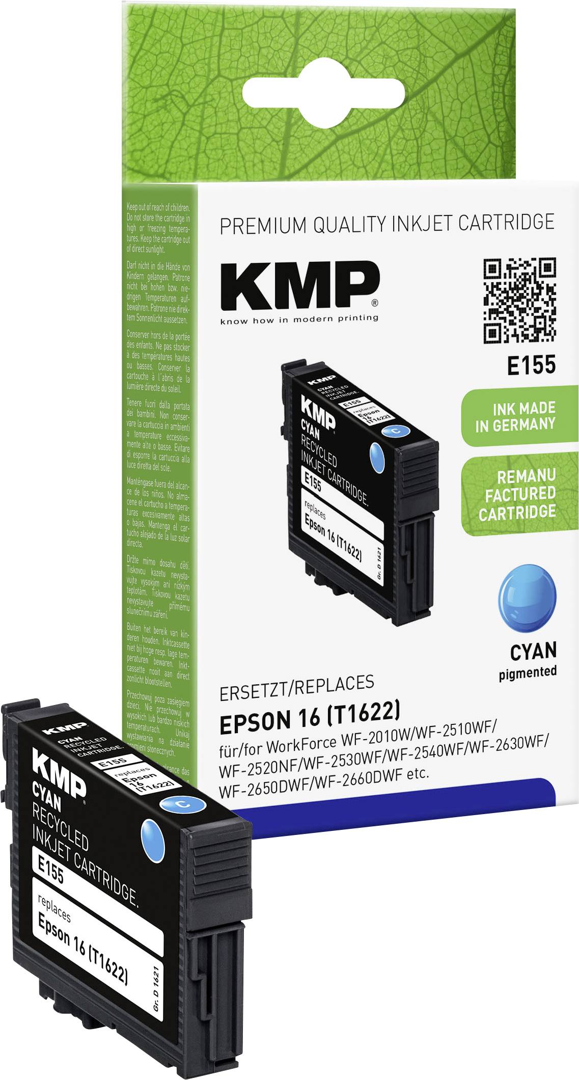 KMP Inktcartridge vervangt Epson 16, T1622 Compatibel Cyaan E155 1621,4803