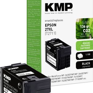 KMP Inktcartridge vervangt Epson 27XL, T2711 Compatibel Zwart E178 1627,4001 KMP Inktcartridge vervangt Epson 27XL, T2711 Compatibel Zwart E178 1627,4001