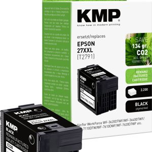 KMP Inktcartridge vervangt Epson 27XXL, T2791 Compatibel Zwart E238 1627,4201 KMP Inktcartridge vervangt Epson 27XXL, T2791 Compatibel Zwart E238 1627,4201