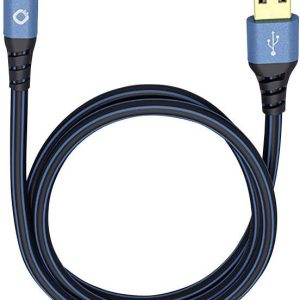 Oehlbach USB Plus Micro USB 2.0 [1x USB-A 2.0 stekker – 1x Micro-USB 2.0 B stekker] 0.50 m Blauw Vergulde steekcontacten