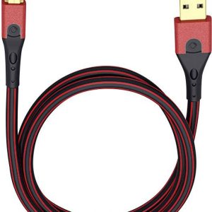Oehlbach USB Evolution B USB 2.0 [1x USB-A 2.0 stekker – 1x USB-B 2.0 stekker] 7.50 m Rood/zwart Vergulde steekcontacten