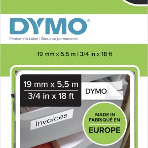 Etiketten DYMO D1 S0718070 Polyester Tapekleur: Wit Tekstkleur:Zwart 19 mm 5.5 m Etiketten DYMO D1 S0718070 Polyester Tapekleur: Wit Tekstkleur:Zwart 19 mm 5.5 m
