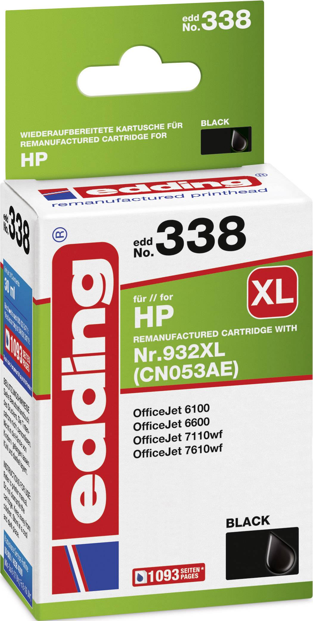 Edding Inktcartridge vervangt HP 932XL, CN053AE Compatibel Zwart EDD-338 EDD-338