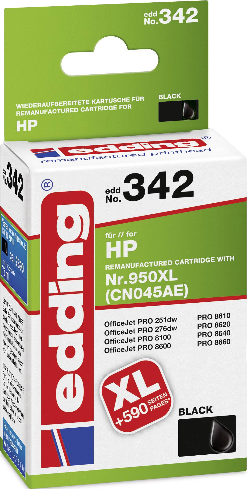 Edding Inktcartridge vervangt HP 950XL, CN045AE Compatibel Zwart EDD-342 EDD-342