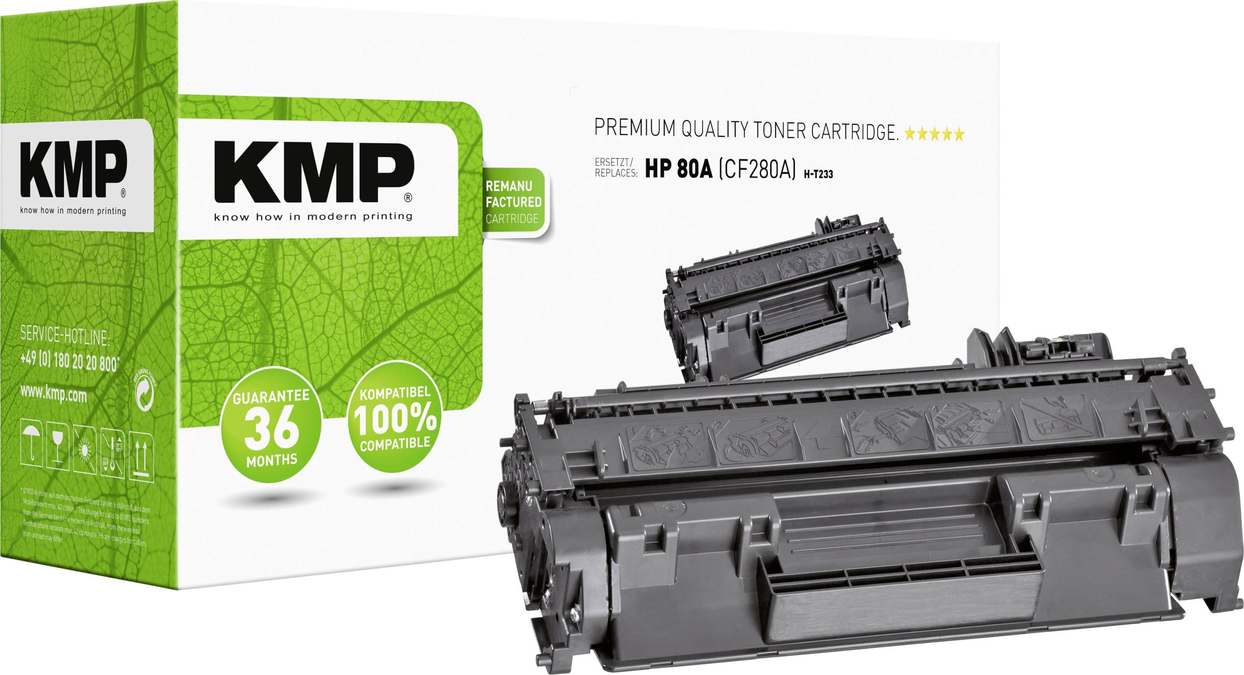 KMP Toner vervangt HP, Troy 80A, CF280A Compatibel Zwart 3100 bladzijden H-T233 1235,8000