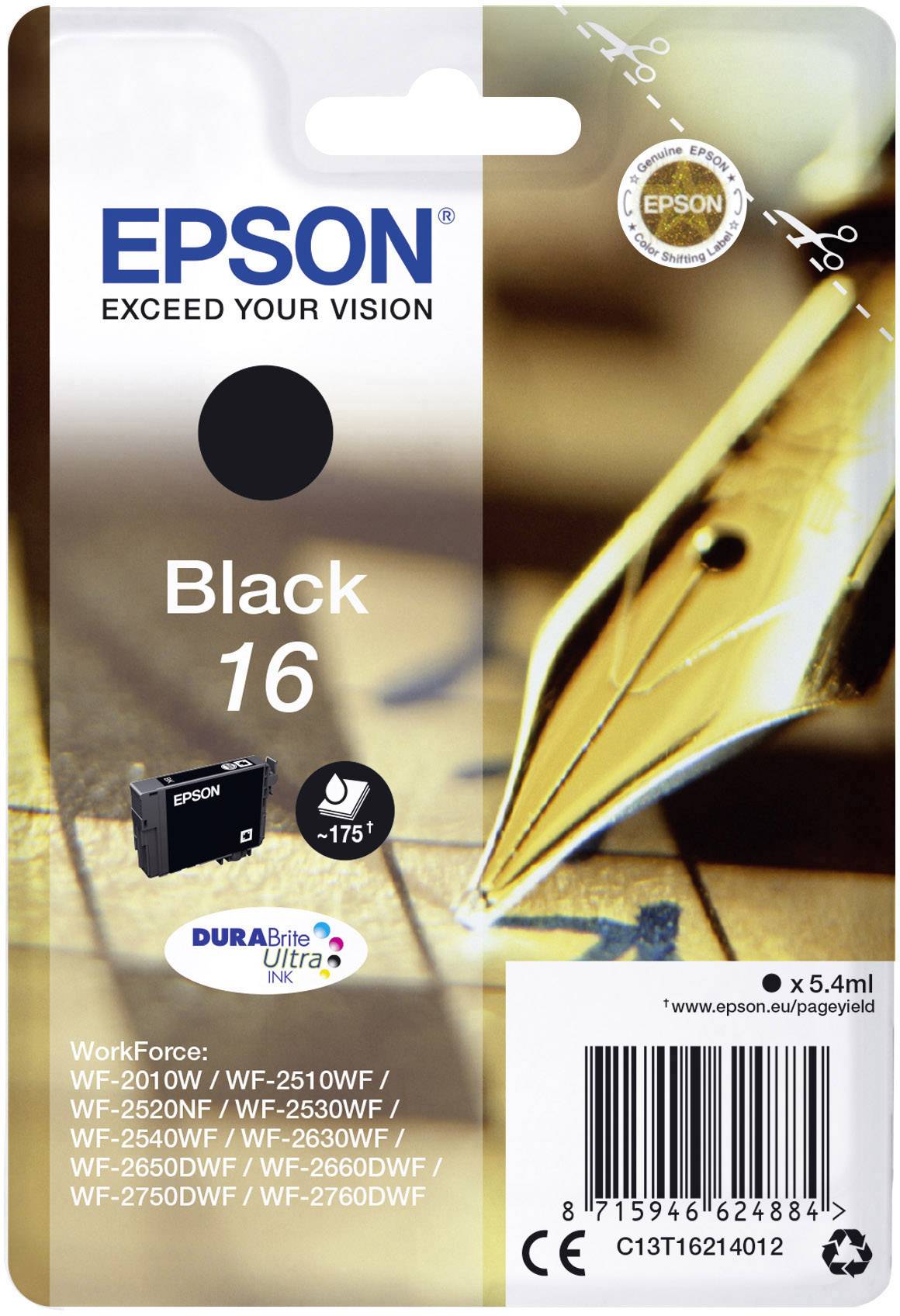 Epson Inktcartridge 16 Origineel Zwart C 13 T 16214012