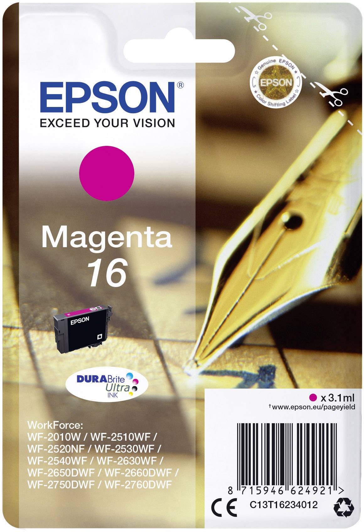 Epson Inktcartridge 16 Origineel Magenta C 13 T 16234012