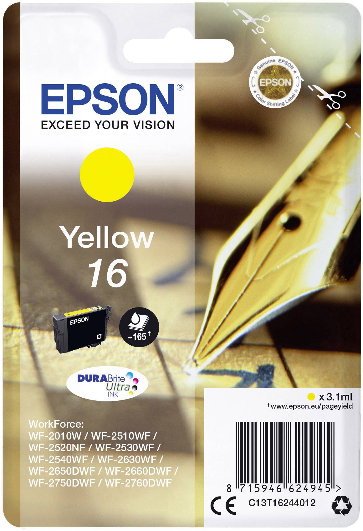 Epson Inktcartridge 16 Origineel Geel C 13 T 16244012