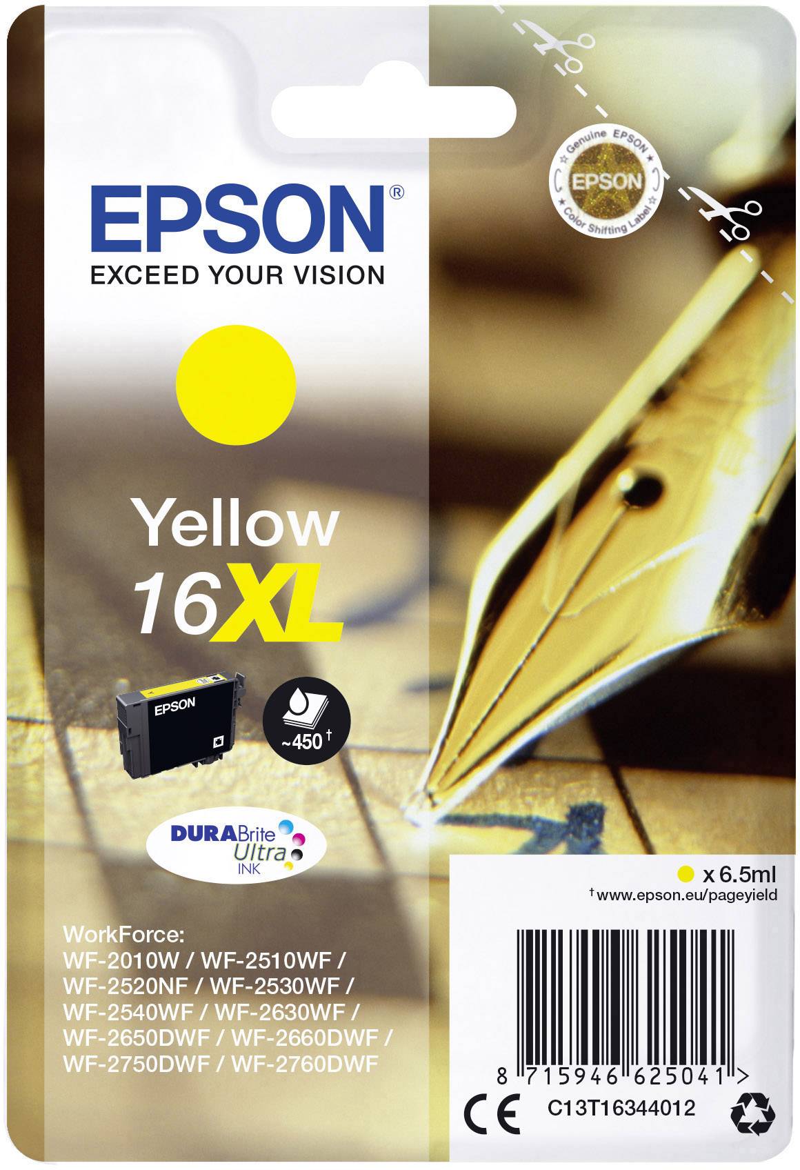 Epson Inktcartridge 16XL Origineel Geel C13T16344012