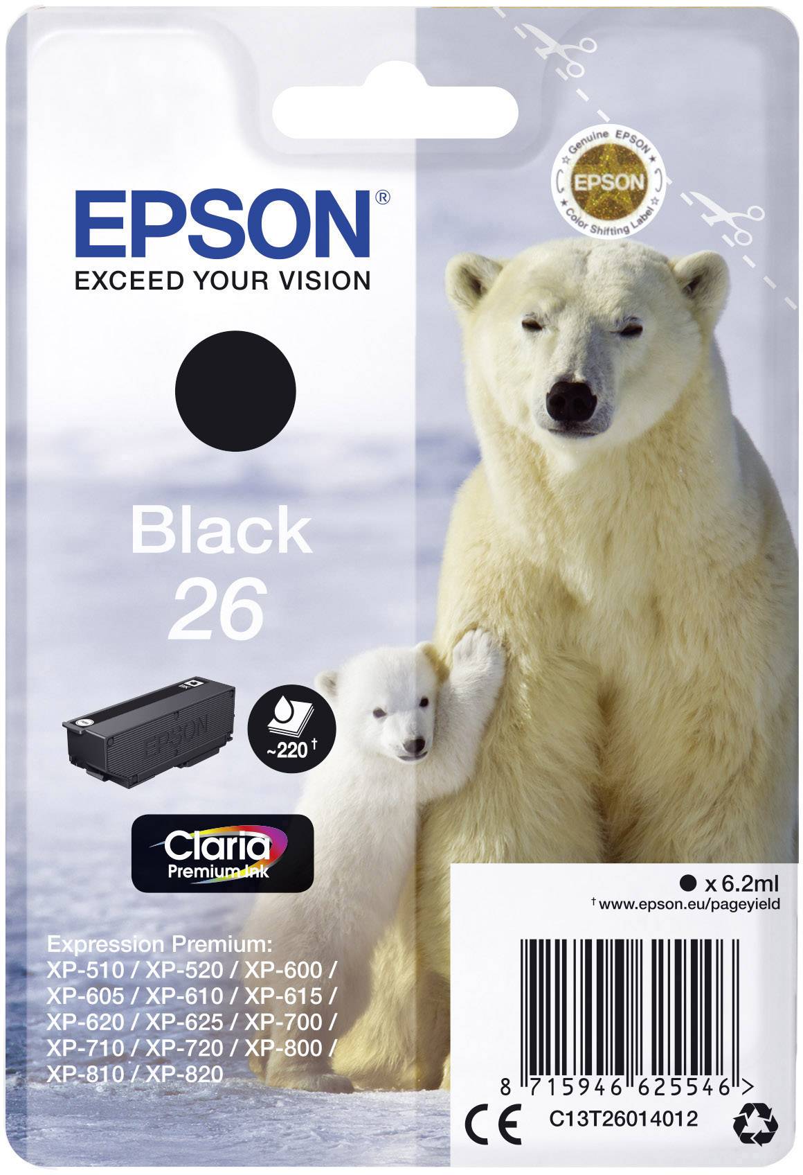 Epson Inktcartridge 26 Origineel Zwart C 13 T 26014012