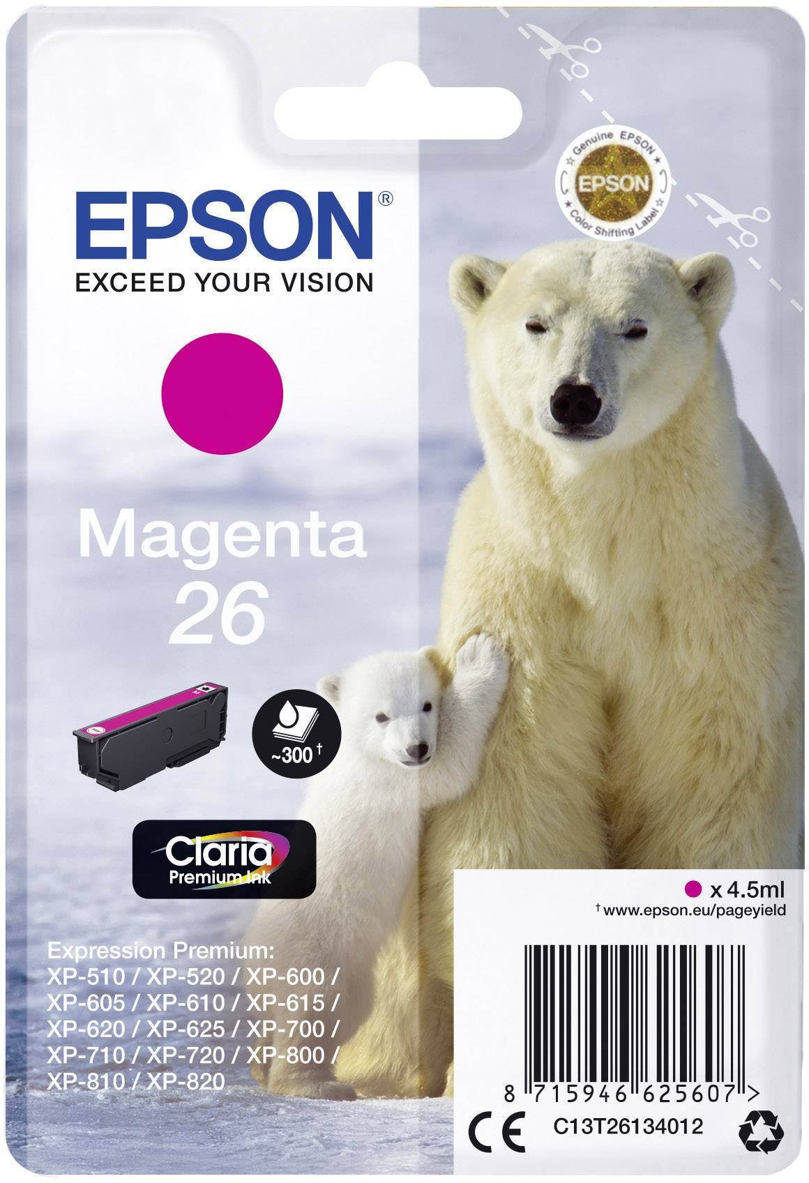 Epson Inktcartridge 26 Origineel Magenta C 13 T 26134012