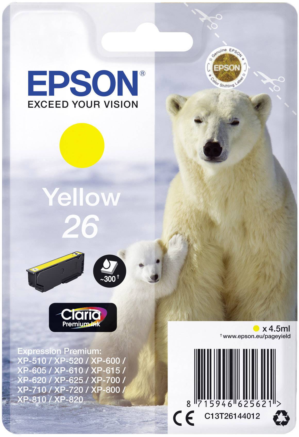 Epson Inktcartridge 26 Origineel Geel C 13 T 26144012