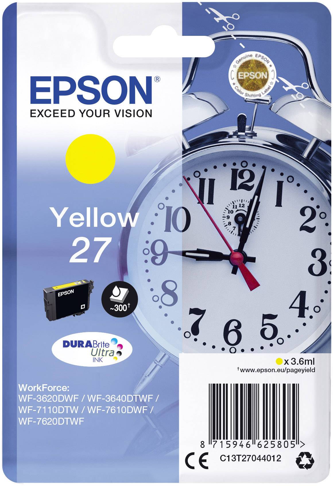 Epson Inktcartridge 27 Origineel Geel C 13 T 27044012