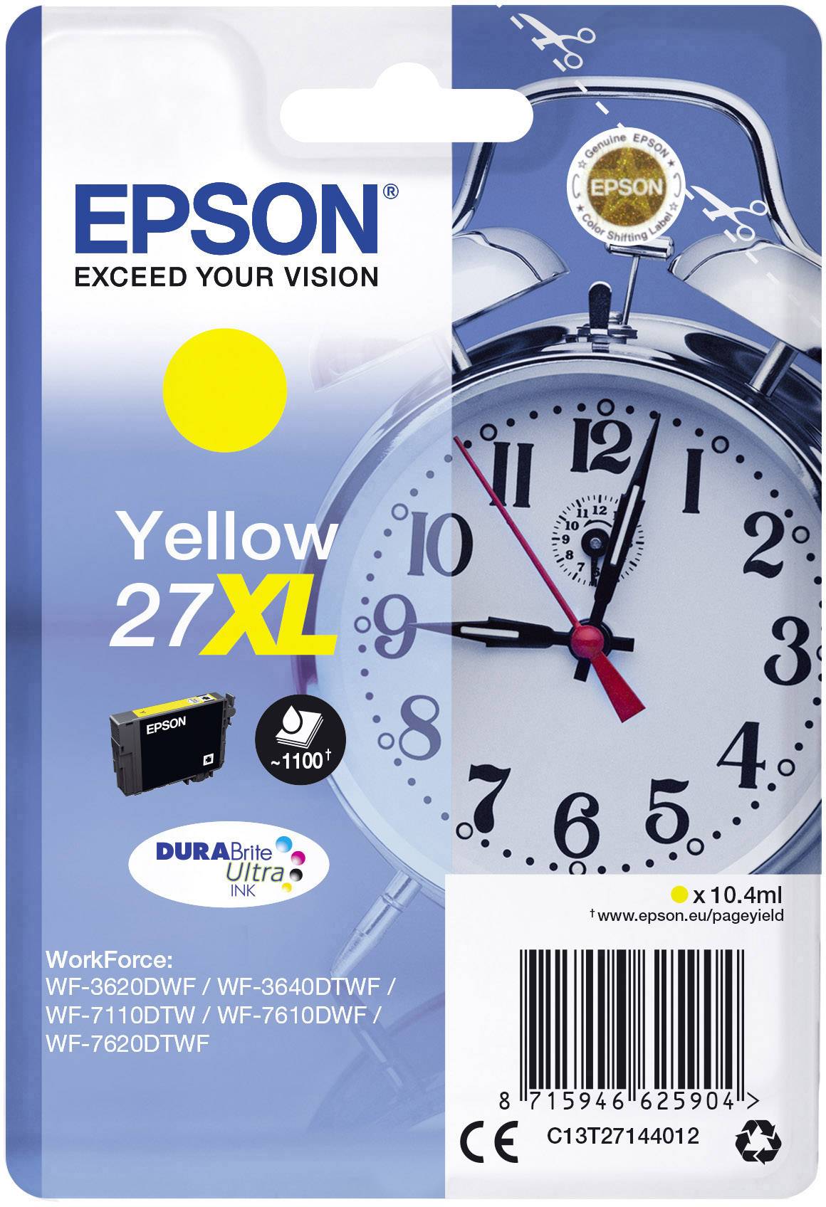 Epson Inktcartridge 27XL Origineel Geel C 13 T 27144012