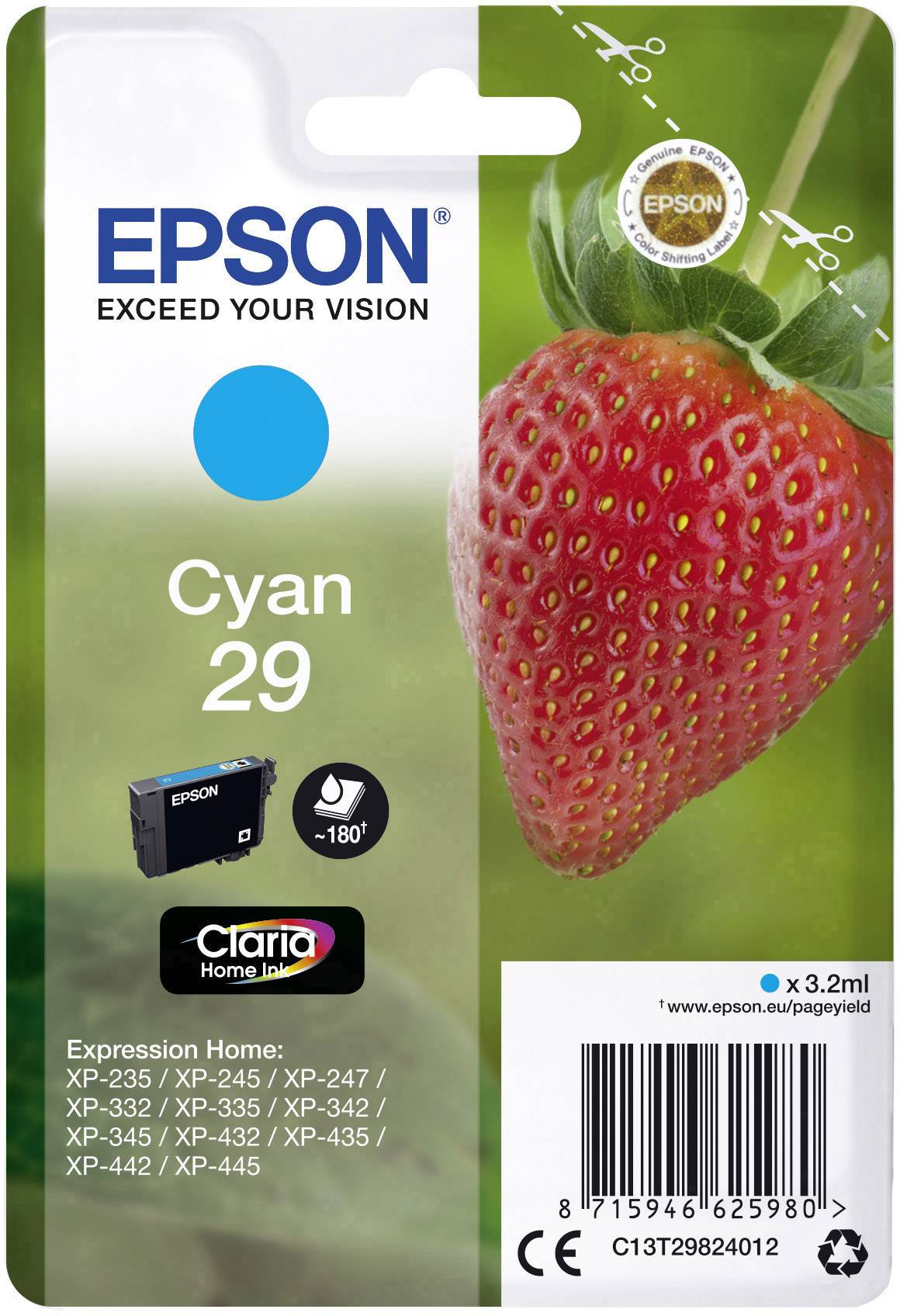 Epson Inktcartridge 29 Origineel Cyaan C13T29824012