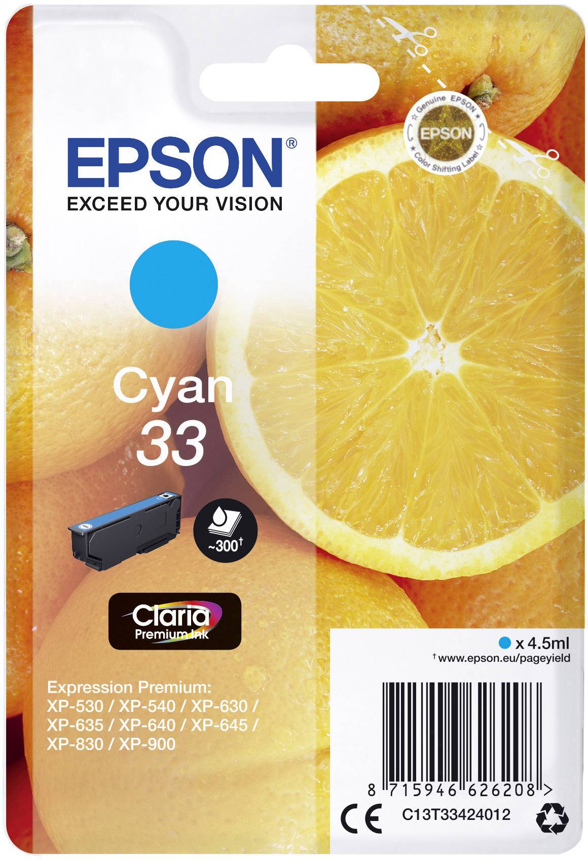 Epson Inktcartridge 33 Origineel Cyaan C 13 T 33424012