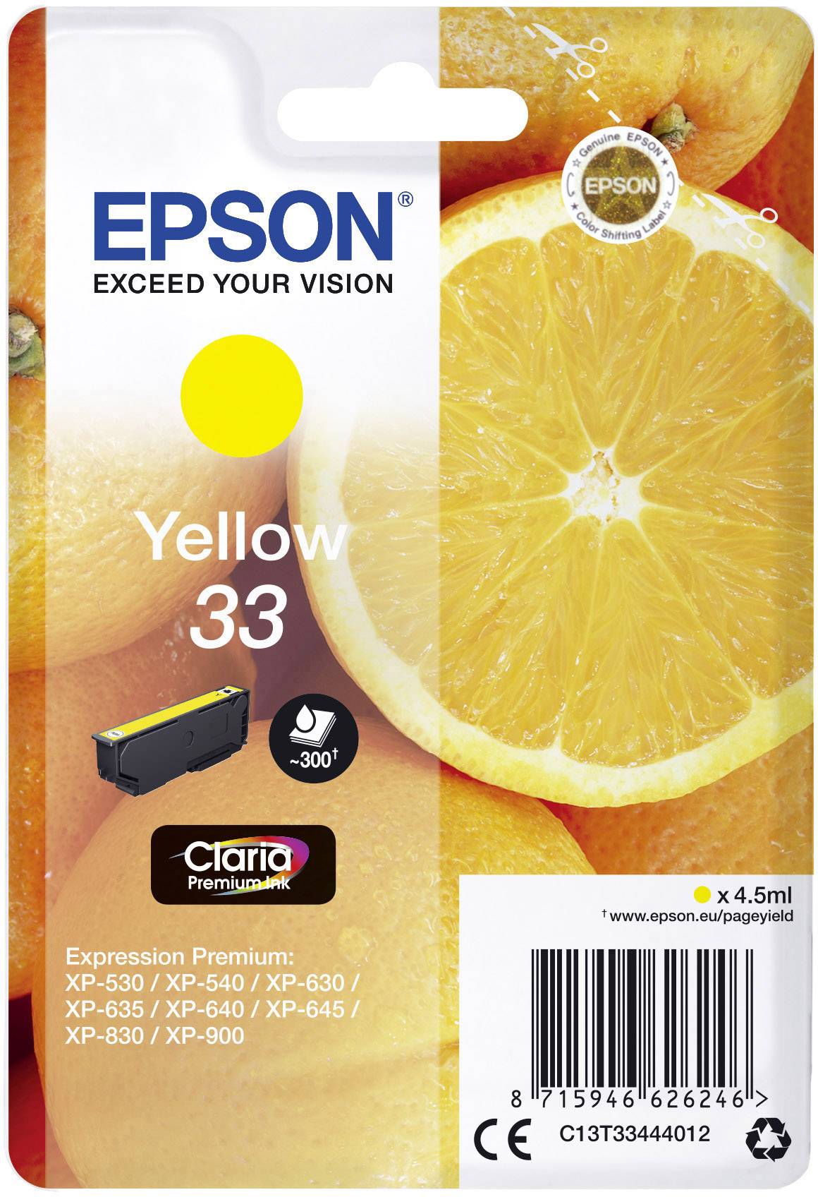 Epson Inktcartridge 33 Origineel Geel C 13 T 33444012