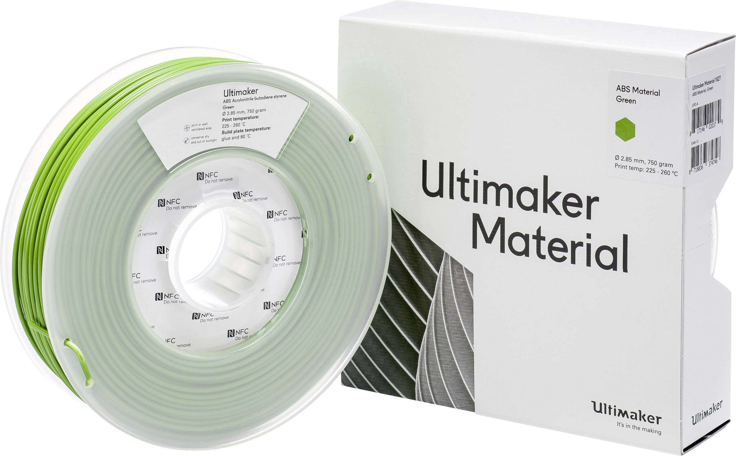 UltiMaker ABS - M2560 Green 750 - 206127 Filament ABS kunststof 2.85 mm 750 g Groen 1 stuk(s)