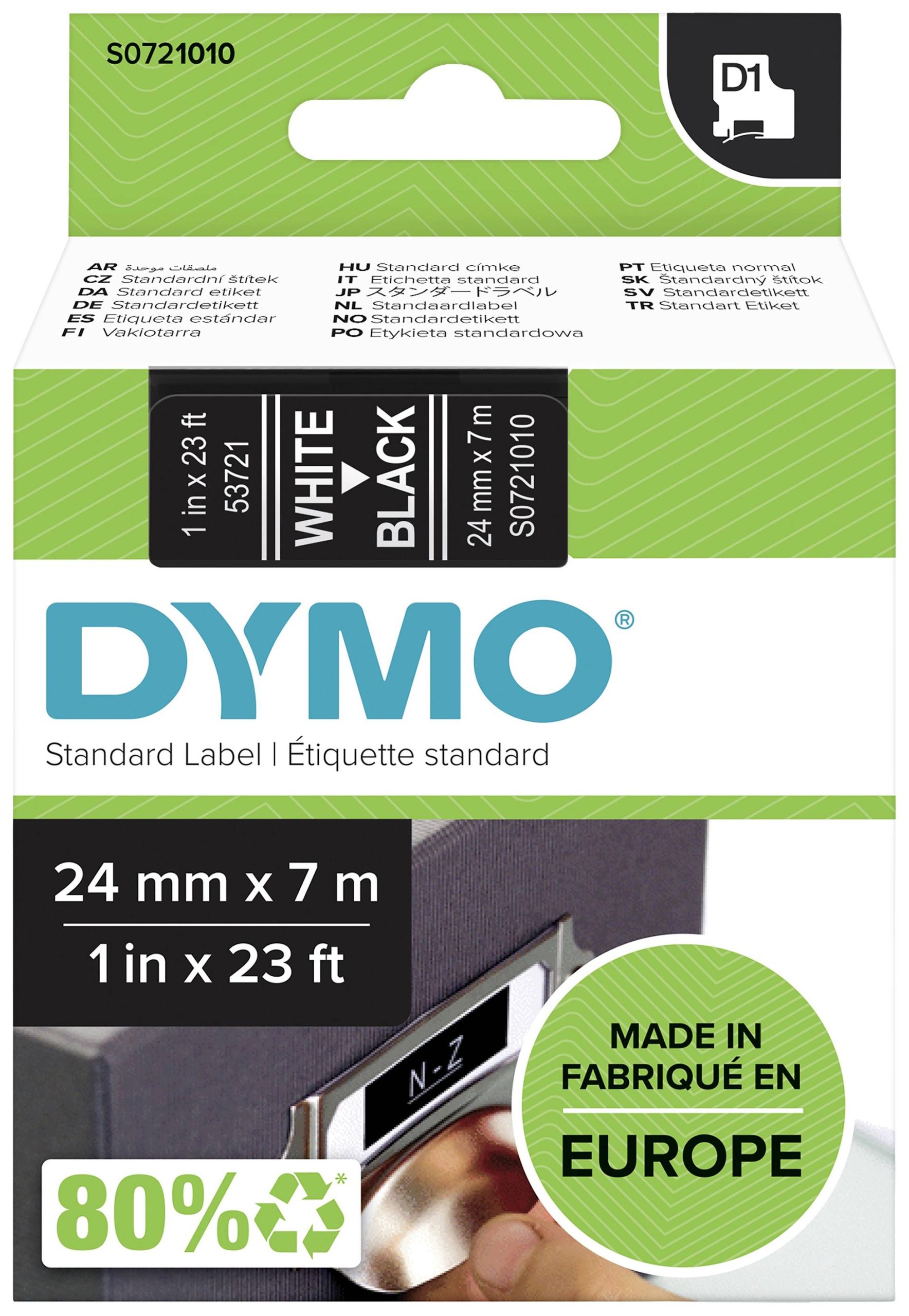 DYMO S0721010 Labeltape Tapekleur: Zwart Tekstkleur: Wit 24 mm 7 m