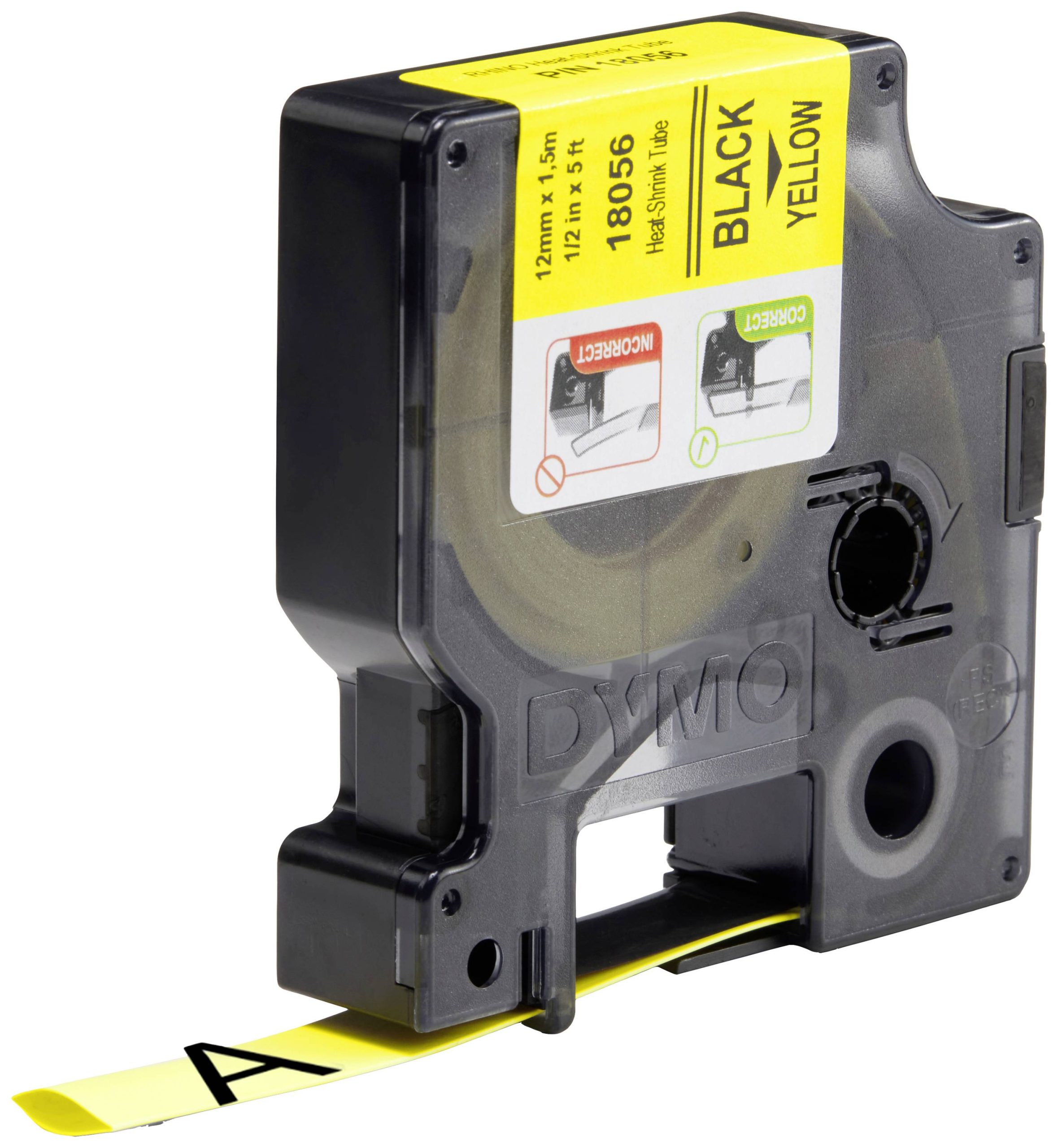 Etiketten DYMO IND RHINO S0718310 Tapekleur: Geel Tekstkleur:Zwart 12 mm 1.5 m
