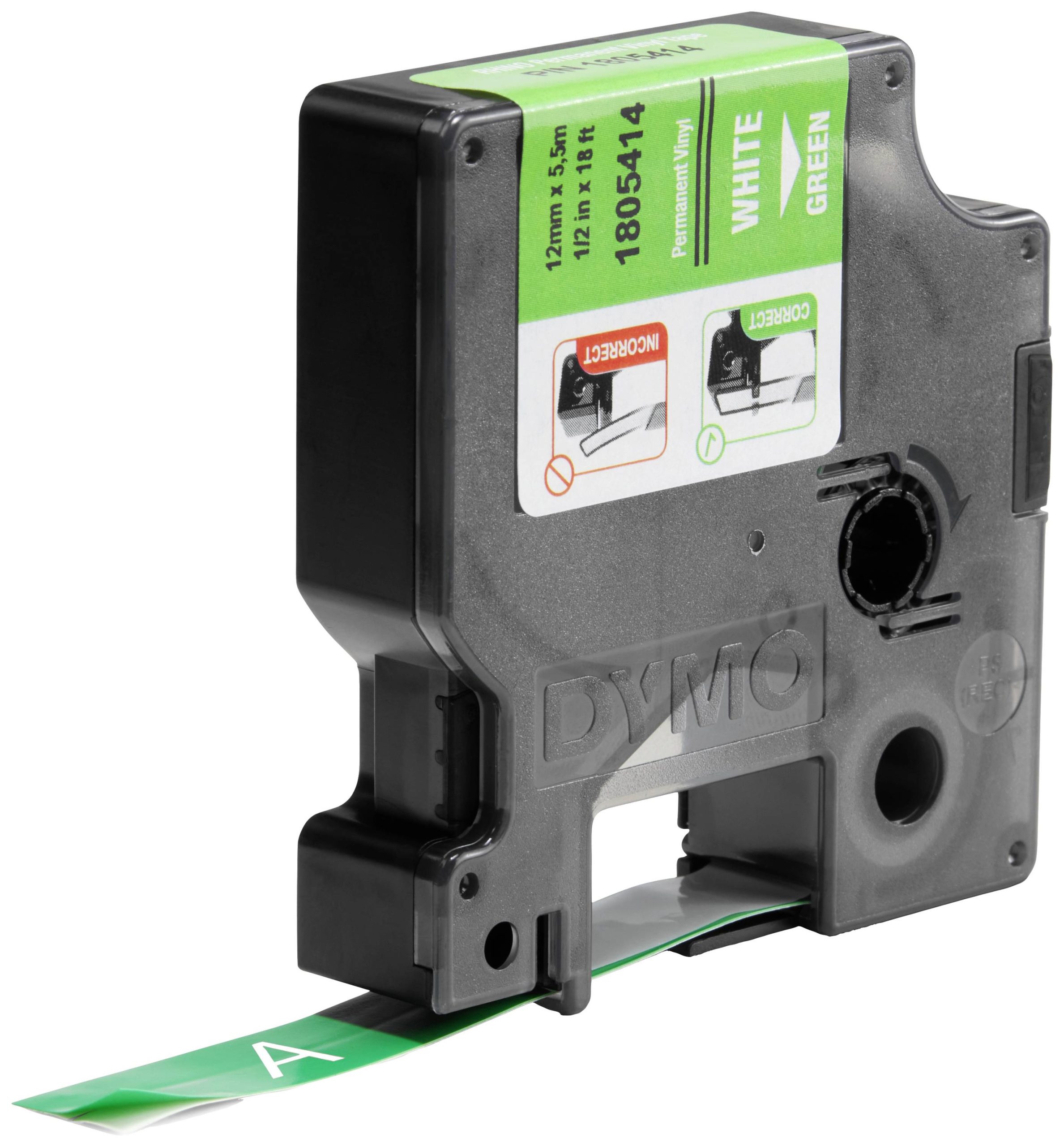 Etiketten DYMO IND RHINO 1805414 Vinyl Tapekleur: Groen Tekstkleur:Wit 12 mm 5.5 m