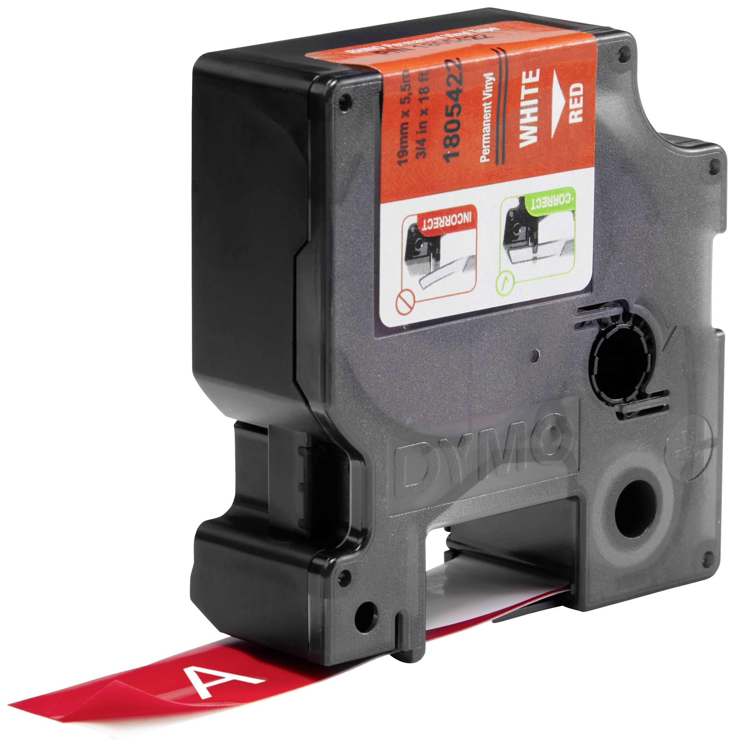 Etiketten DYMO IND RHINO 1805422 Vinyl Tapekleur: Rood Tekstkleur:Wit 19 mm 5.5 m