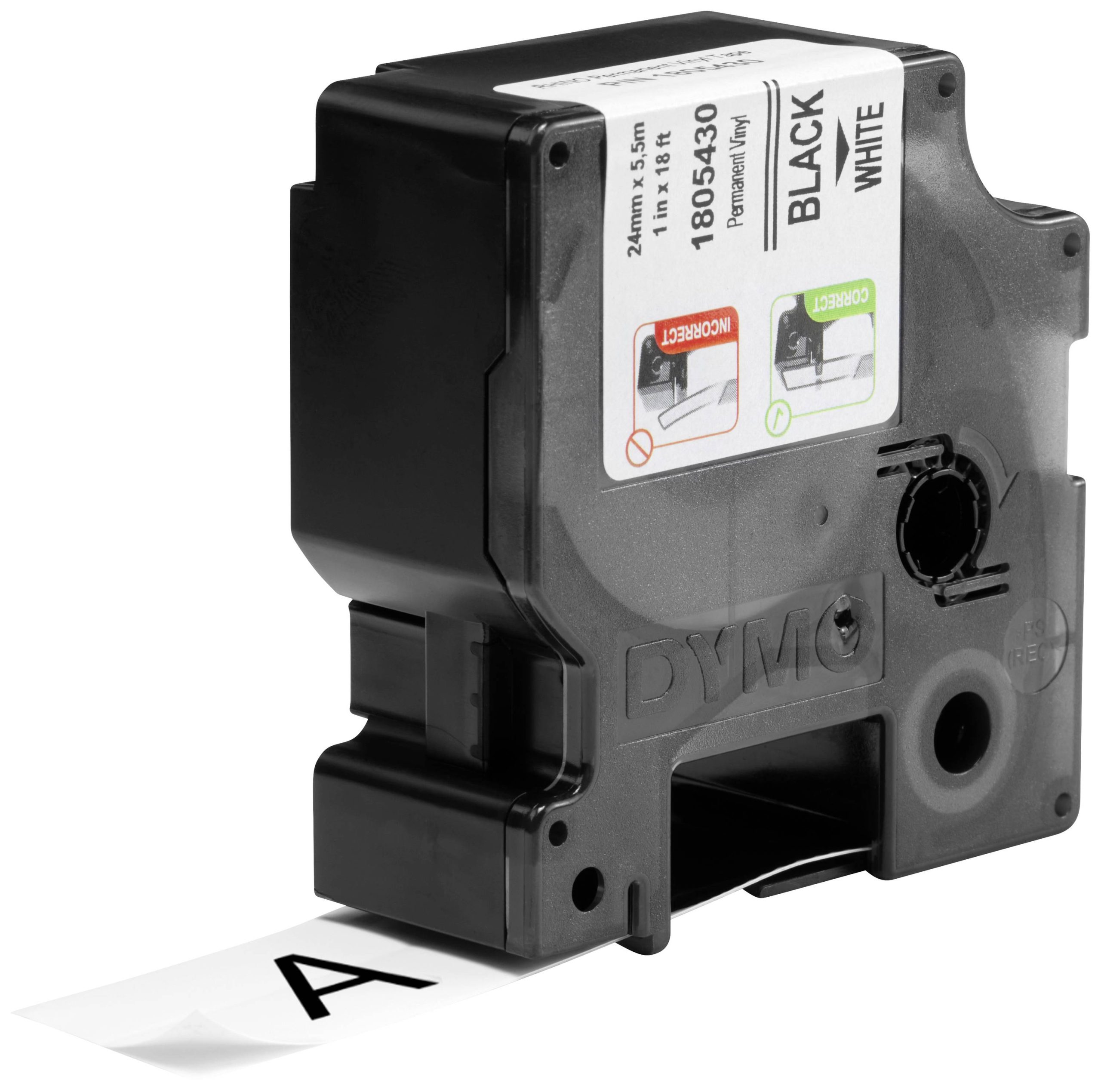 DYMO IND RHINO 1805430 Vinyl Tapekleur: Wit Tekstkleur:Zwart 24 mm 5.5 m