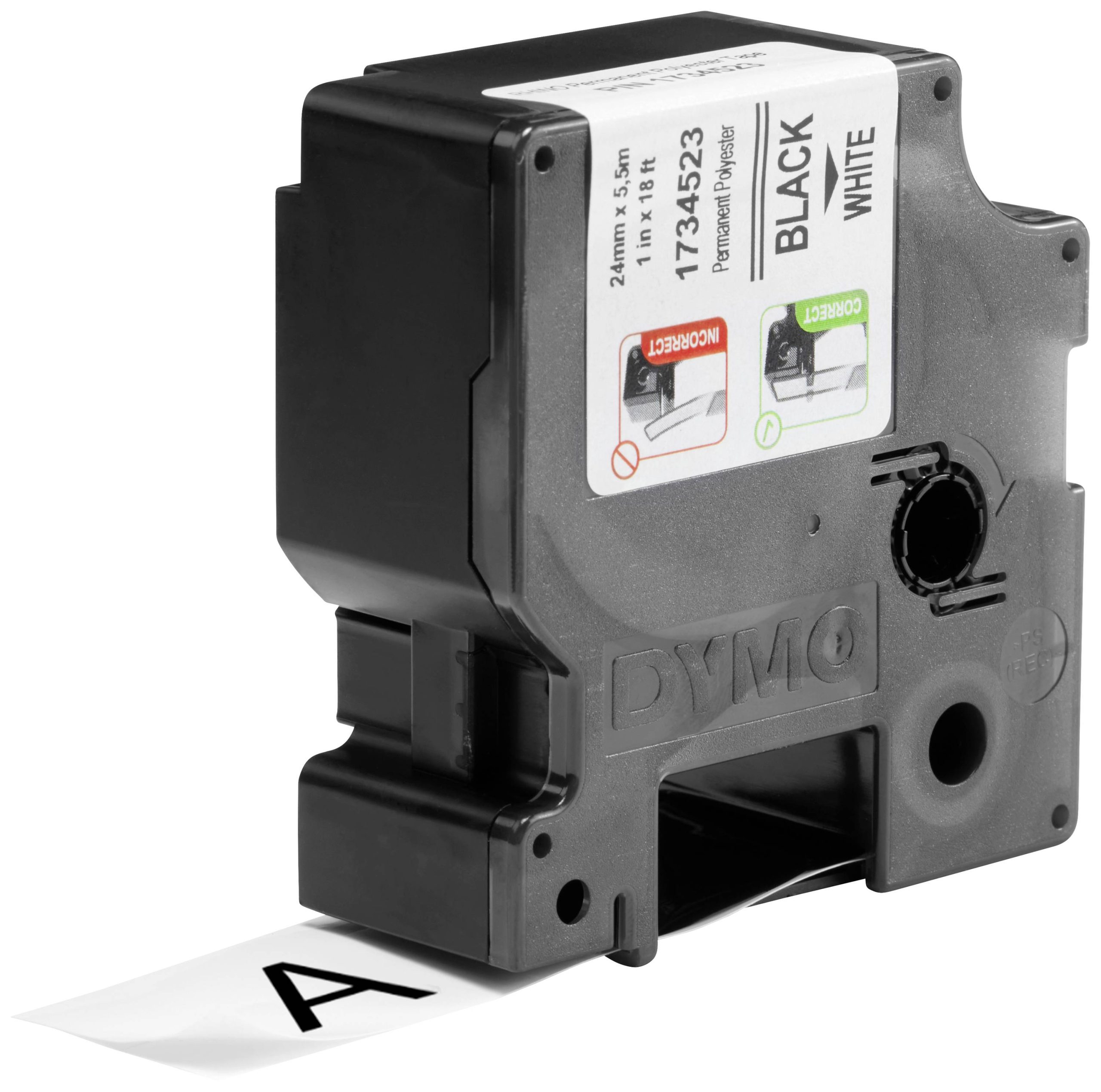 Etiketten DYMO IND RHINO 1734523 Polyester Tapekleur: Wit Tekstkleur:Zwart 24 mm 5.5 m