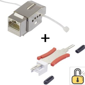 Renkforce RJ45-inbouwmodule Met vergrendelingsfunctie/inclusief ontgrendelgereedschap Keystone CAT 6 KSV10 + Tooling
