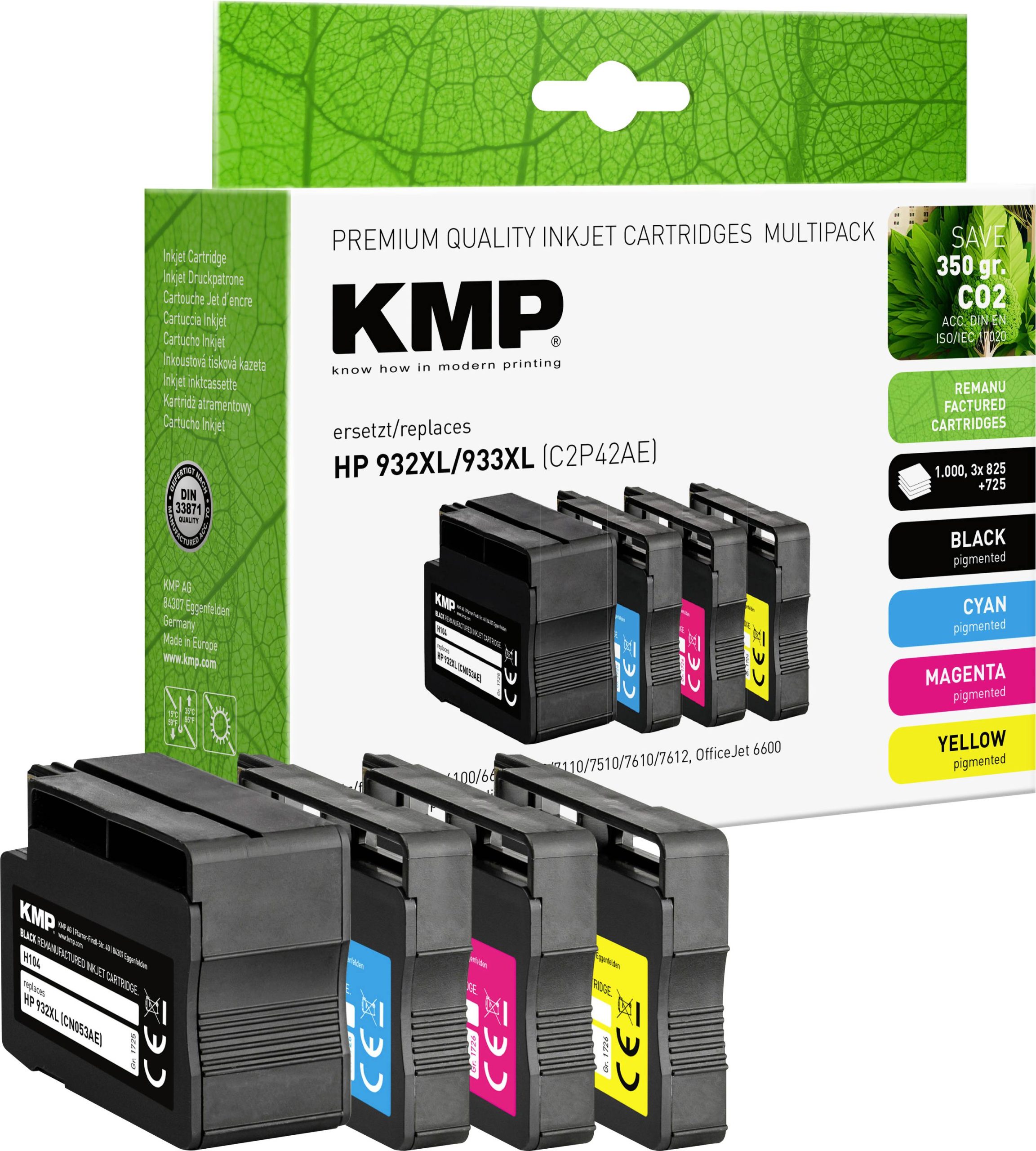 KMP Inktcartridge vervangt HP 932XL, 933XL, CN053AE, CN054AE, CN055AE, CN056AE Compatibel Combipack Zwart, Cyaan, Magent