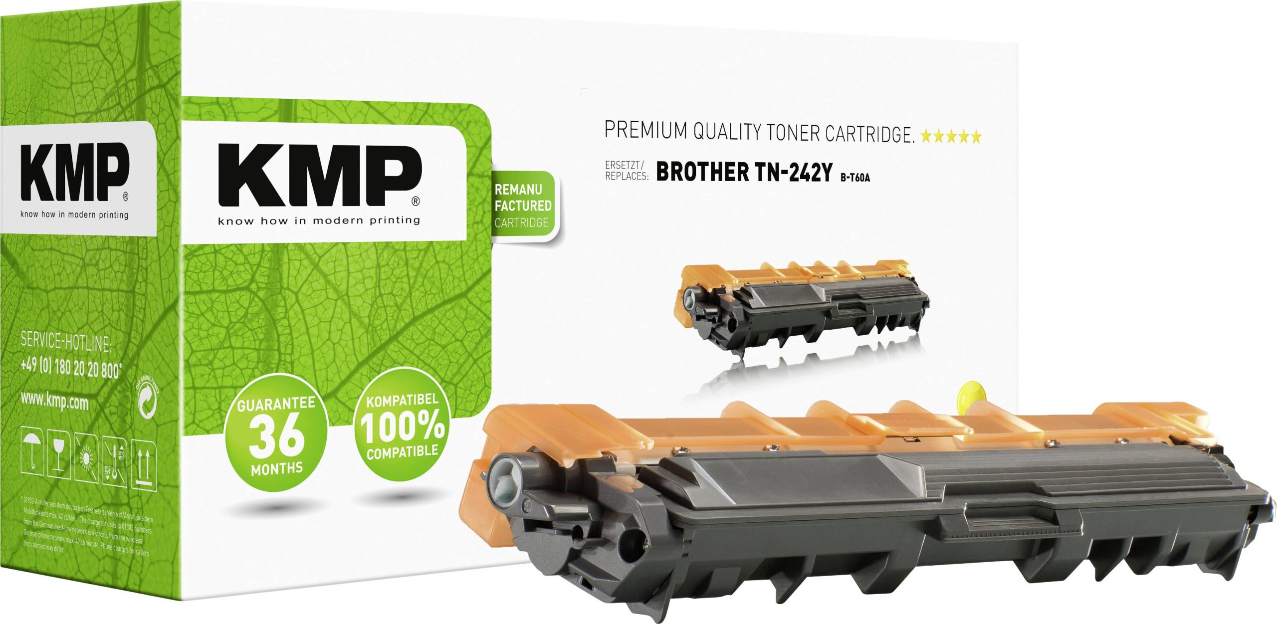 KMP Tonercassette vervangt Brother TN-242Y, TN242Y Compatibel Geel 1400 bladzijden B-T60A