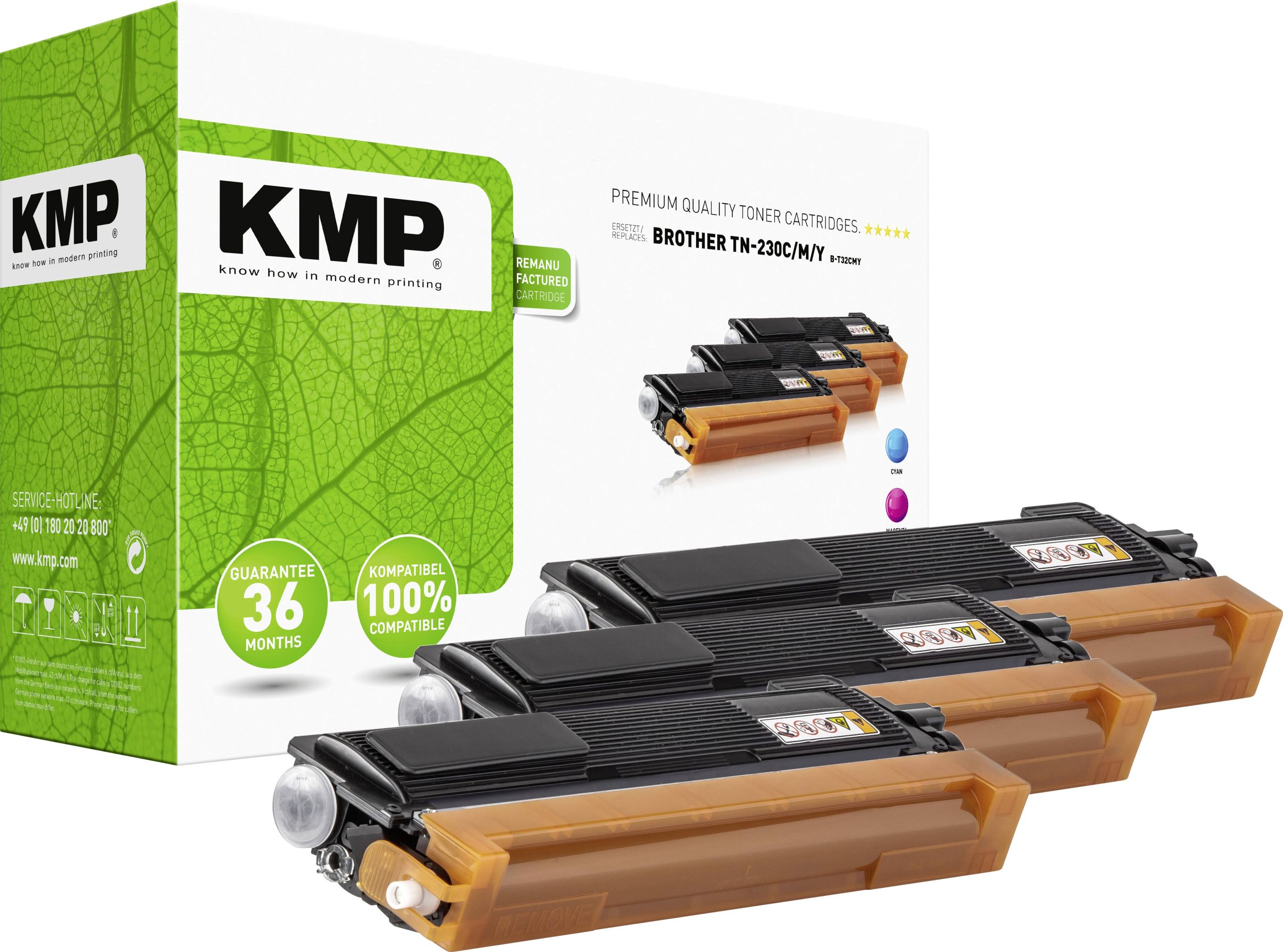 KMP Tonercassette vervangt Brother TN-230C, TN-230M, TN-230Y, TN230C, TN230M, TN230Y Compatibel Cyaan, Magenta, Geel 140
