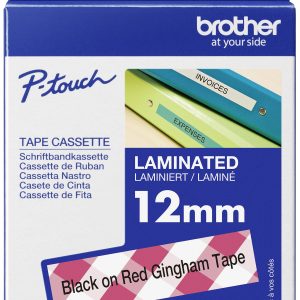 Etiketten Brother TZe, TZ TZe-MPRG31 Tapekleur: Wit (met rood ruitmotief) Tekstkleur:Zwart 12 mm 4 m Etiketten Brother TZe, TZ TZe-MPRG31 Tapekleur: Wit (met rood ruitmotief) Tekstkleur:Zwart 12 mm 4 m