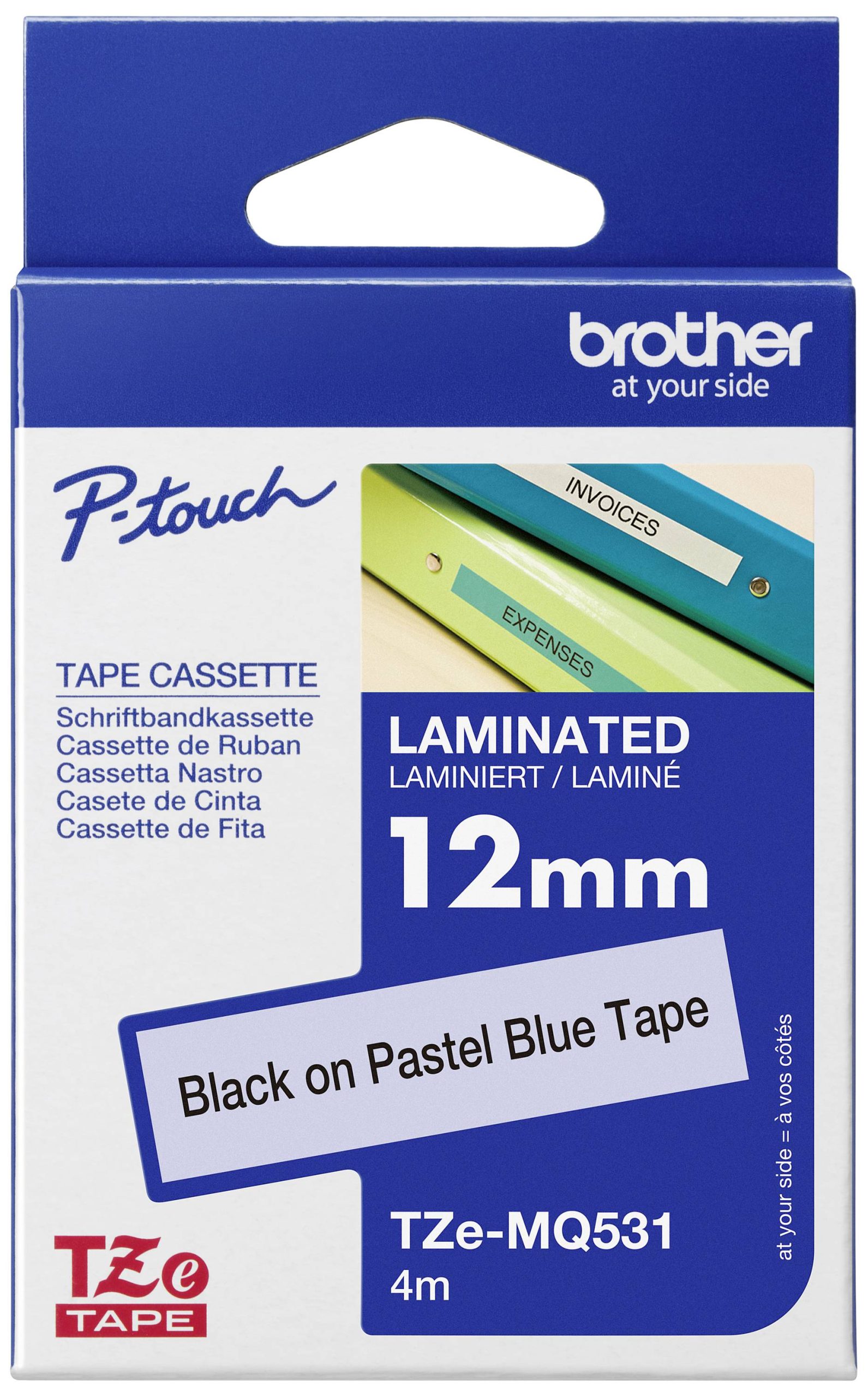 Brother TZe-MQ531 Labeltape pastel Kunststof Tapekleur: Pastelblauw Tekstkleur: Zwart 12 mm 4 m