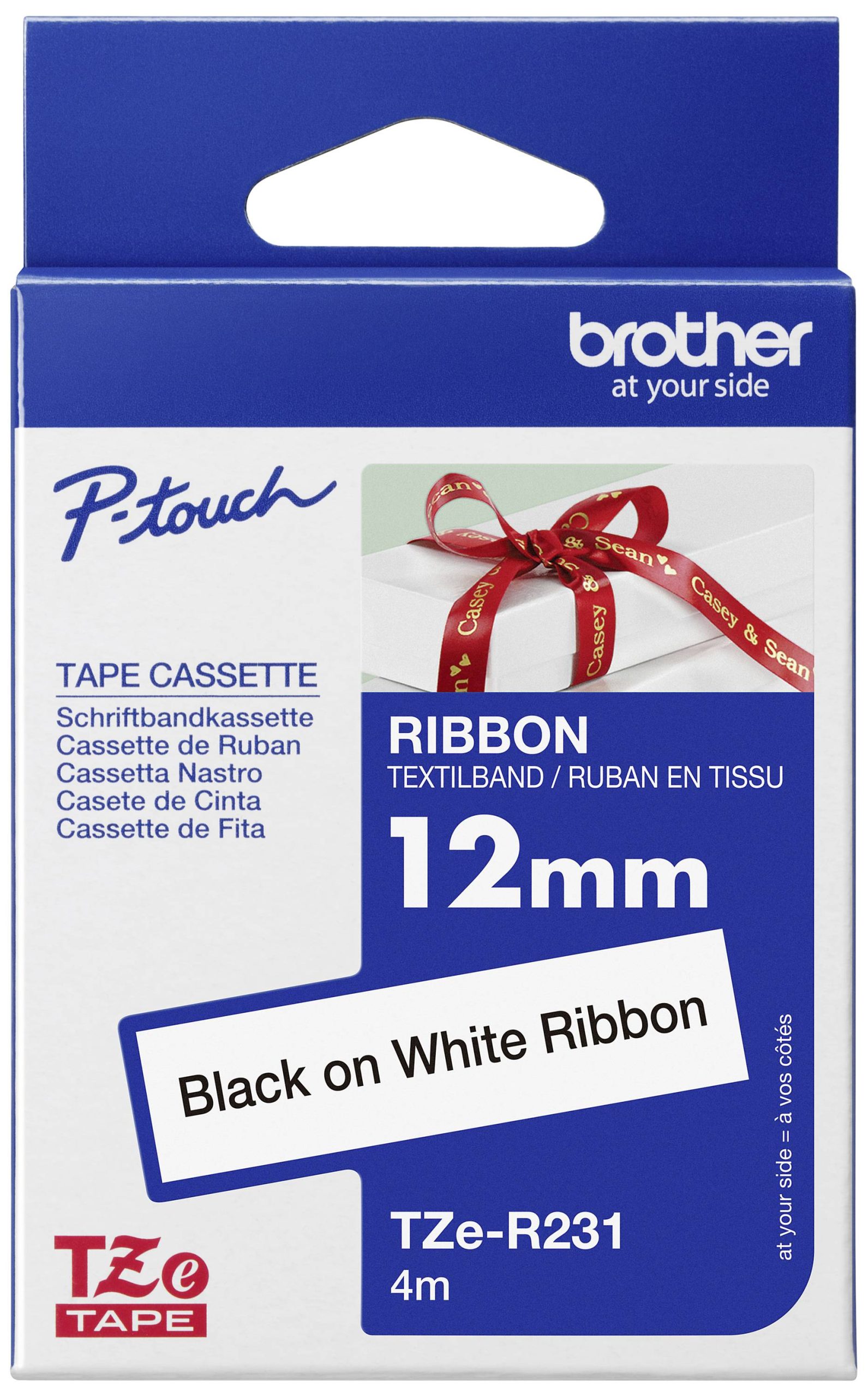 Etiketten Brother TZe, TZ TZe-R231 Tapekleur: Wit Tekstkleur:Zwart 12 mm 4 m