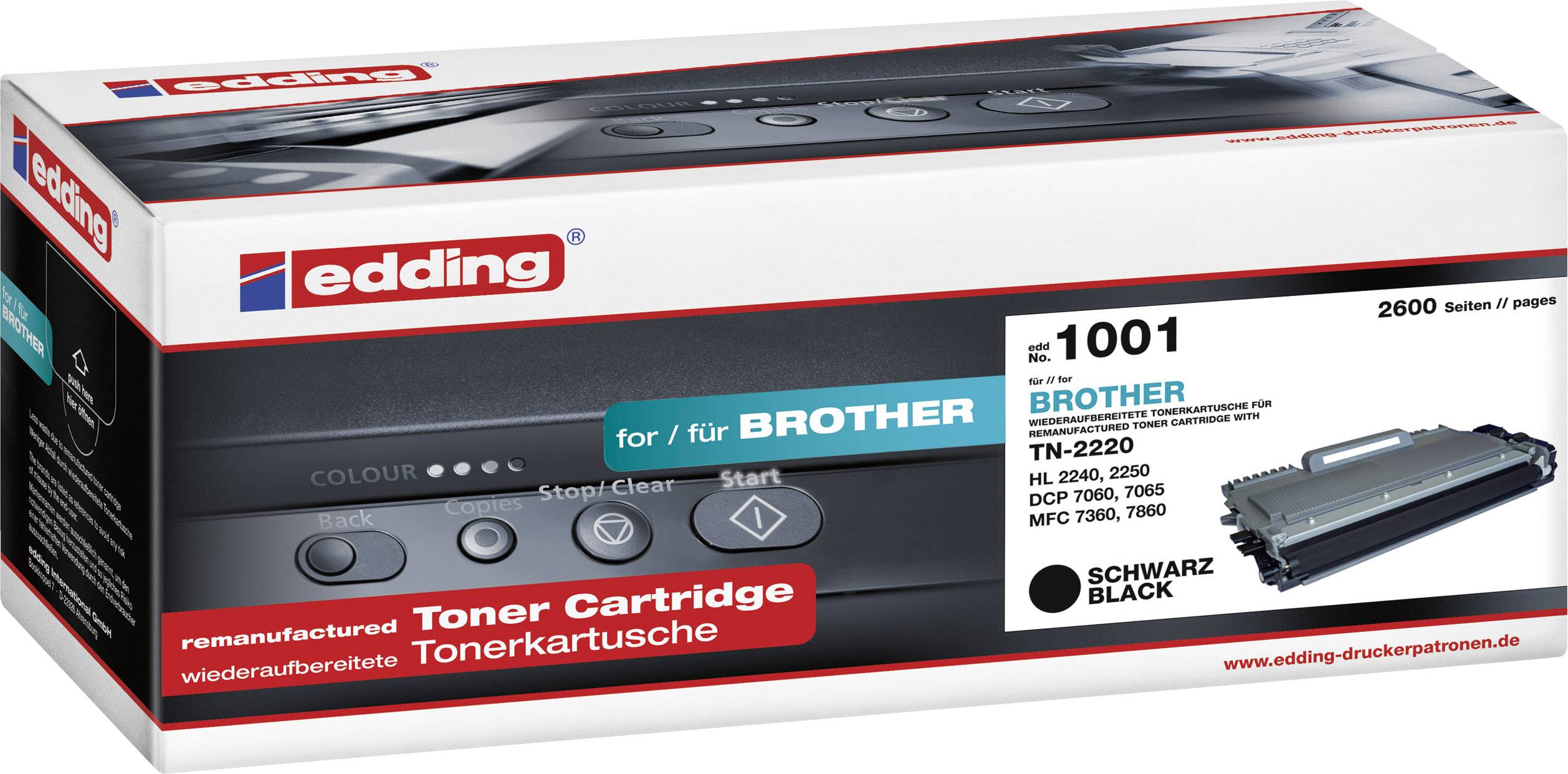 Edding Toner vervangt Brother TN-2210, TN-2220 Compatibel Zwart 2600 bladzijden EDD-1001 18-1001