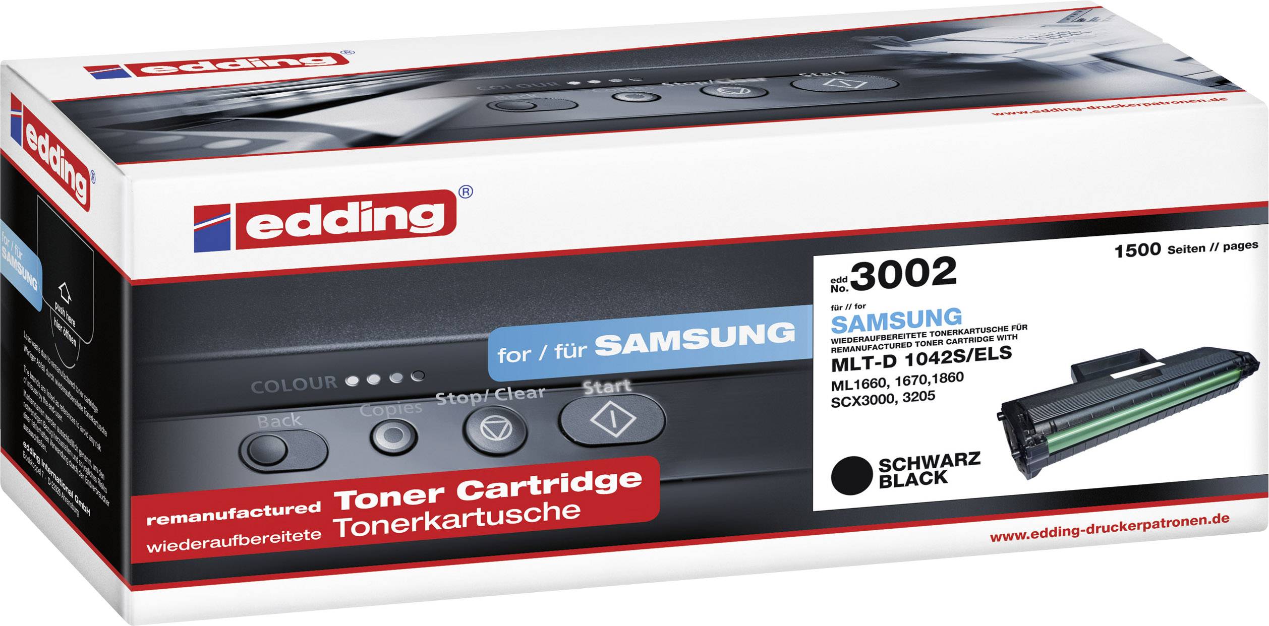 Edding Toner vervangt Samsung MLT-D1042S Compatibel Zwart 1500 bladzijden EDD-3002 18-3002