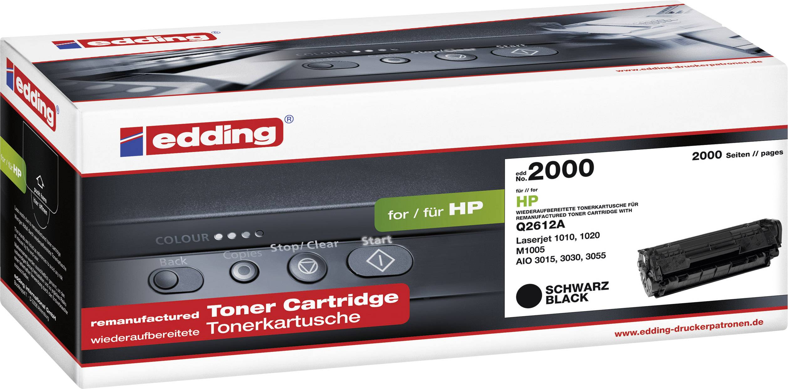 Edding Toner vervangt Canon, HP 12A Compatibel Zwart 2000 bladzijden EDD-2000 18-2000