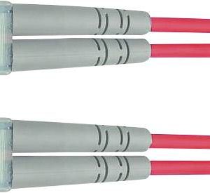 Glasvezel patchkabel TELEGÄRTNER 2x G50/125 OM3, 1x LC Duplex – 1x LC Duplex, turkoois, 1 m