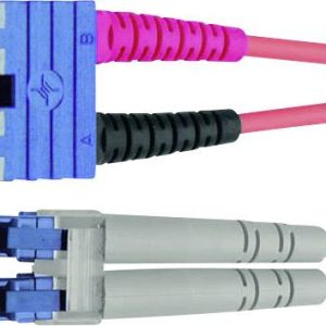 TELEGÄRTNER glasvezelkabel 2x E9/125 OS2, 1x SC Duplex – 1x LC Duplex, geel, 1 m