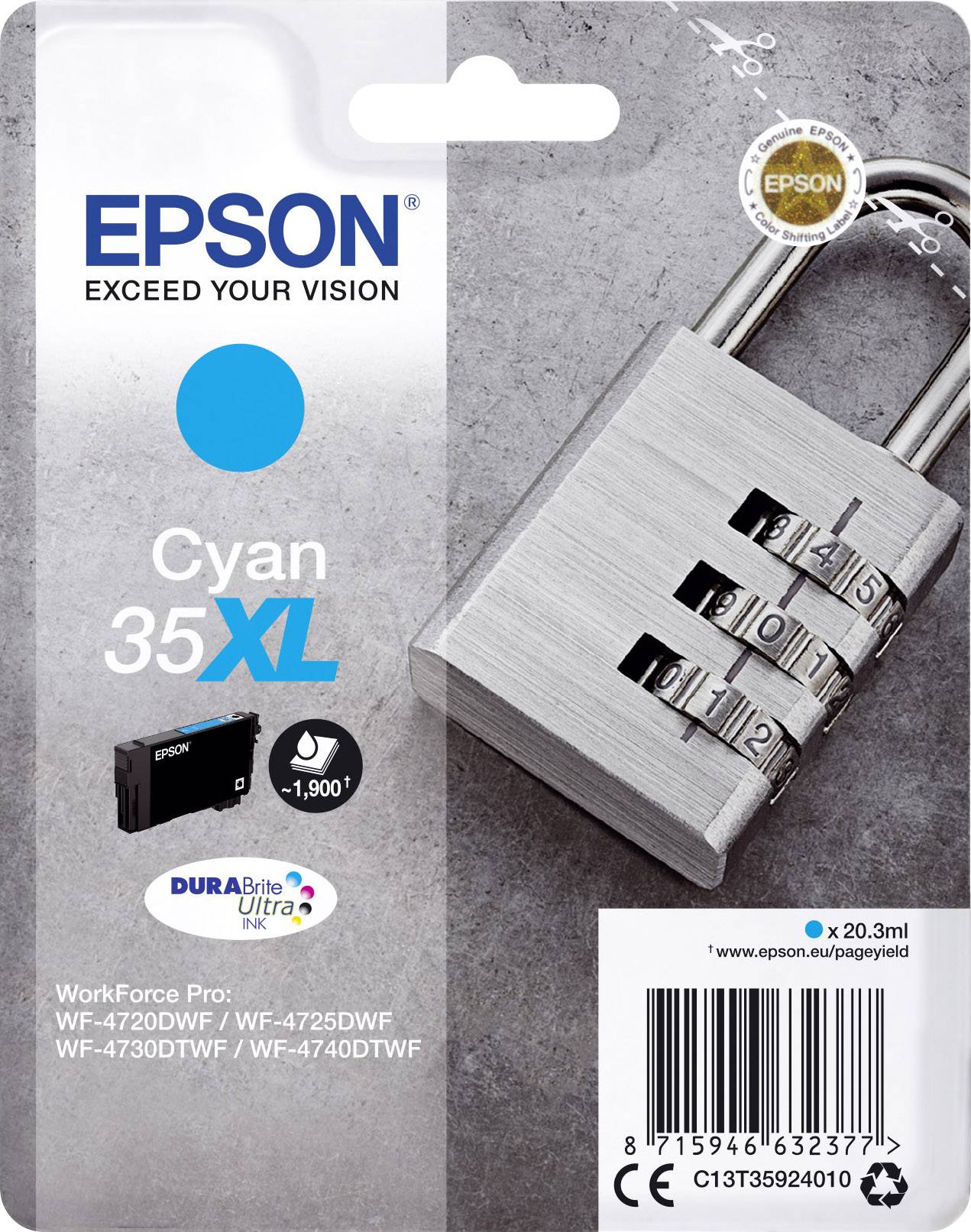 Epson Inktcartridge 35XL Origineel Cyaan C 13 T 35924010