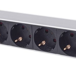 Intellinet 713986 19 inch Stekkerdoos voor patchkast 1 HE Geaarde contactdoos Aluminium profiel, Vast inbouw, Met schake