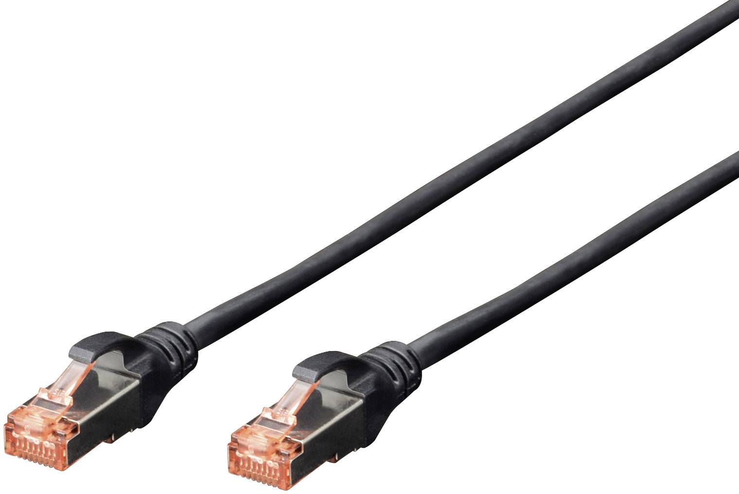 Digitus DK-1644-020/BL RJ45 Netwerkkabel, patchkabel CAT 6 S/FTP 2.00 m Zwart Halogeenvrij, Verdraaide paren, Snagless,