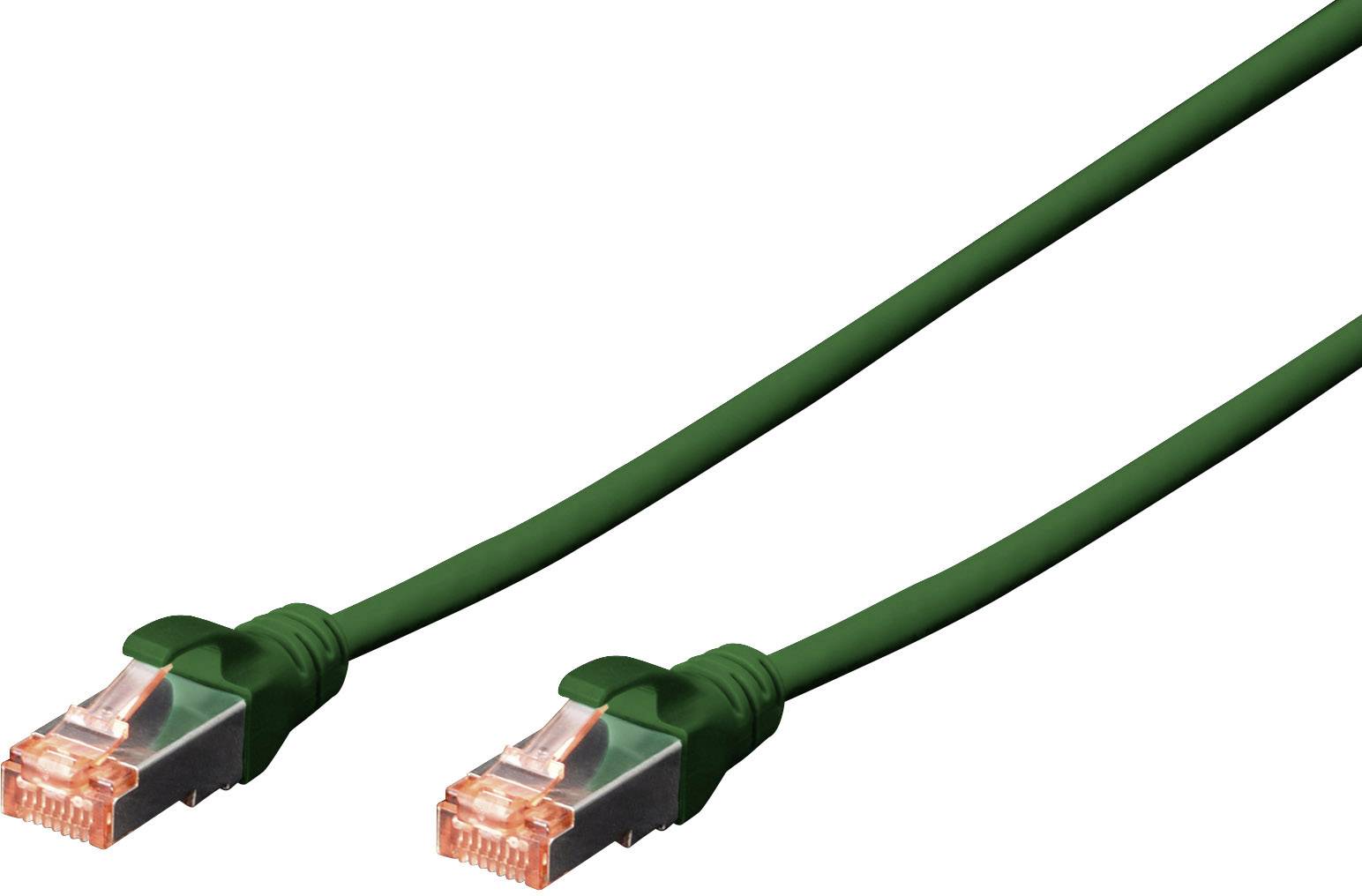 Digitus DK-1644-050/G RJ45 Netwerkkabel, patchkabel CAT 6 S/FTP 5.00 m Groen Halogeenvrij, Verdraaide paren, Snagless, V